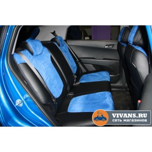 Авточехлы Hyundai Creta 1/ черный синий синий / Алькантара