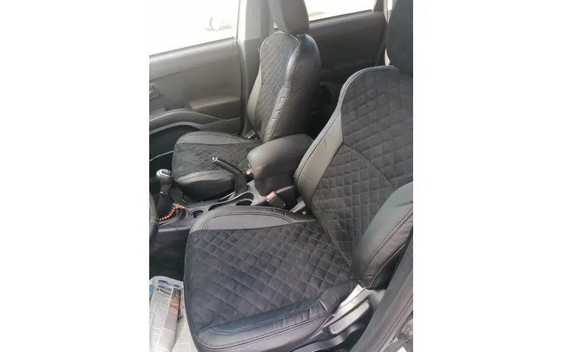Чехлы на Mitsubishi Outlander XL с 06-12г. / Peugeot 4007 с 07-12г. / Citroen C-Crosser с 07-13г. Черный Алькантара ромб Автопилот