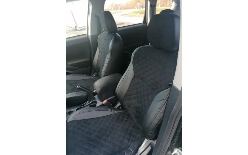 Чехлы на Mitsubishi Outlander XL с 06-12г. / Peugeot 4007 с 07-12г. / Citroen C-Crosser с 07-13г. Черный Алькантара ромб Автопилот