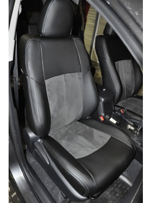 Оригинальные чехлы из экокожи для Toyota RAV4 4 (CA40) (2012-2015) черный с серой вставкой алькантара