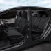Чехлы на Mitsubishi Pajero Sport III с 15г. Черный + Синяя строчка Ромб Автопилот